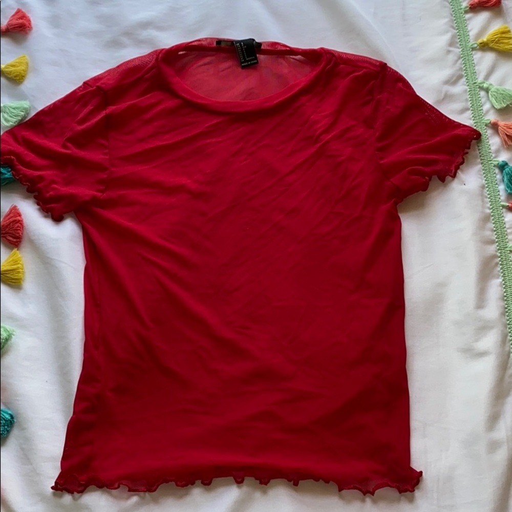 ⭐️⭐️RED SHEER TOP⭐️⭐️ - Picture 2 of 4